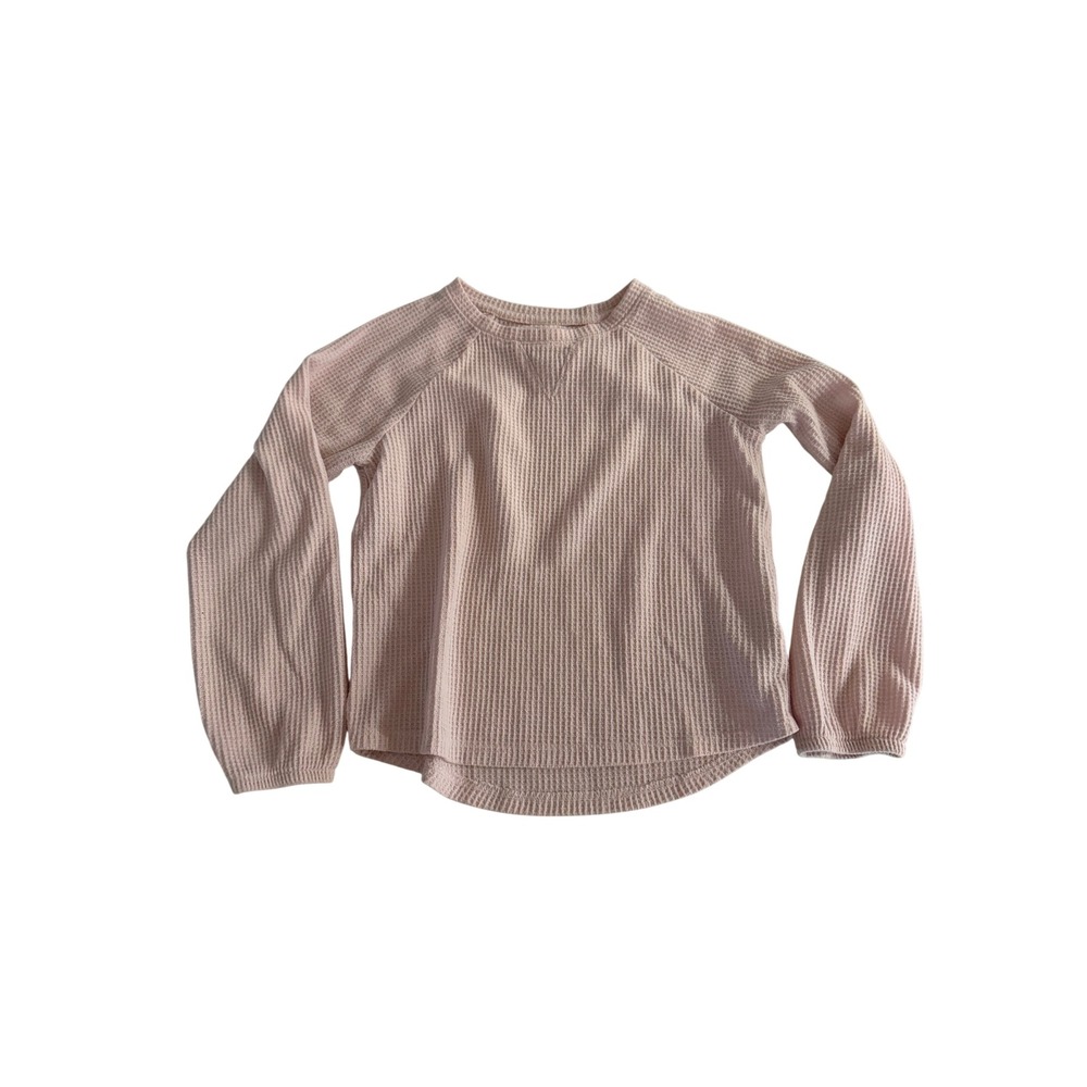 Cat & Jack Girls Light Pink Waffle Knit Thermal Long Sleeve Top Size M 7/8